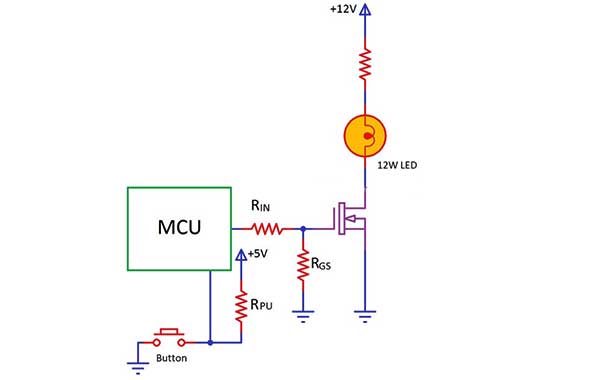 Rangkaian sederhana mosfet sebagai saklar