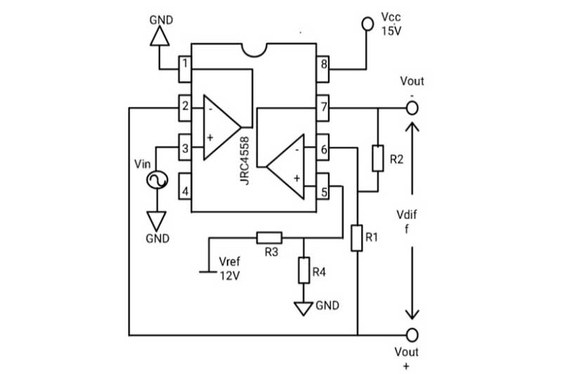 Rangkaian ic op amp jrc4558