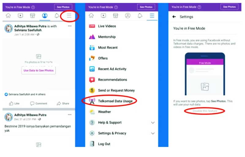 Cara menghilangkan mode gratis facebook lite