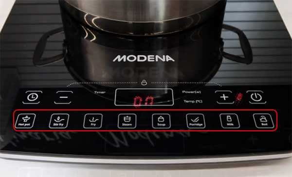 Mode memasak kompor listrik Modena